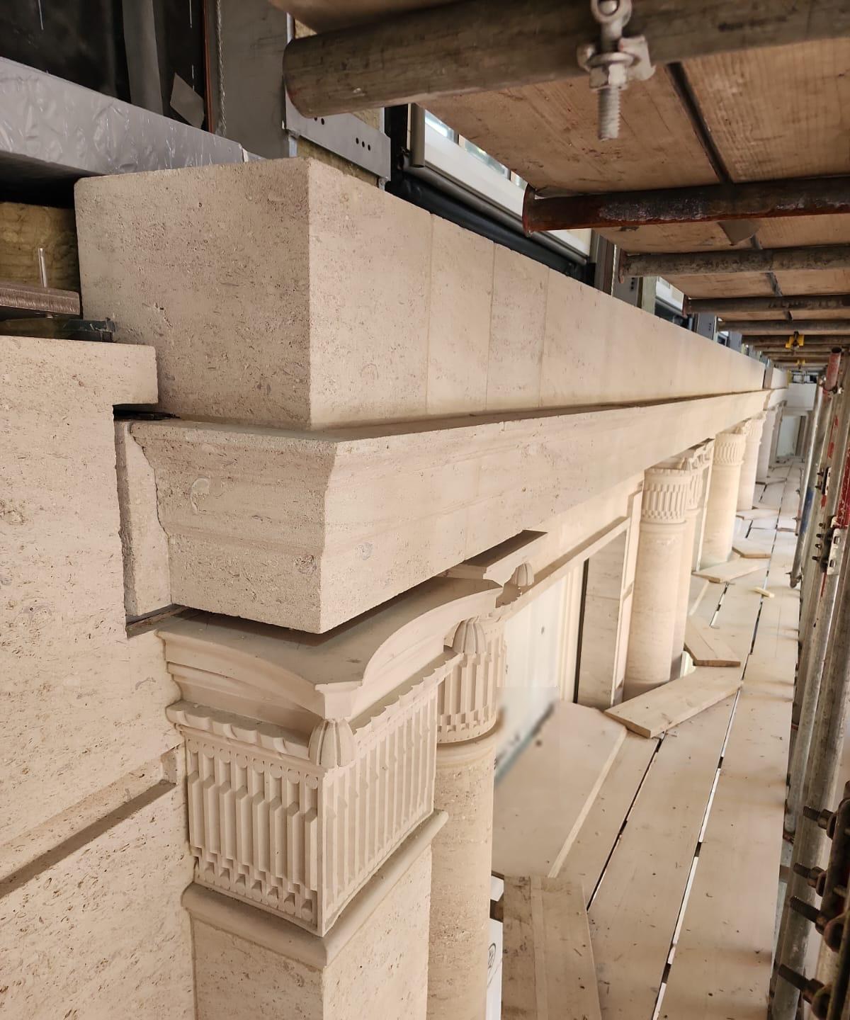 Carved limestone column capitals